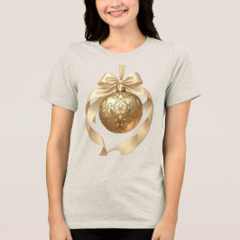 Elegant Christmas Ornament Beige and Brown T Shirt