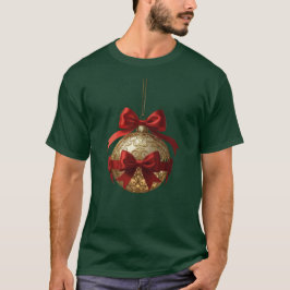 Elegant Christmas Ornament Beige and Red T Shirt