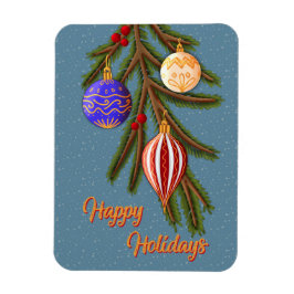 Elegant Christmas Ornaments on Pine Branch Magnet