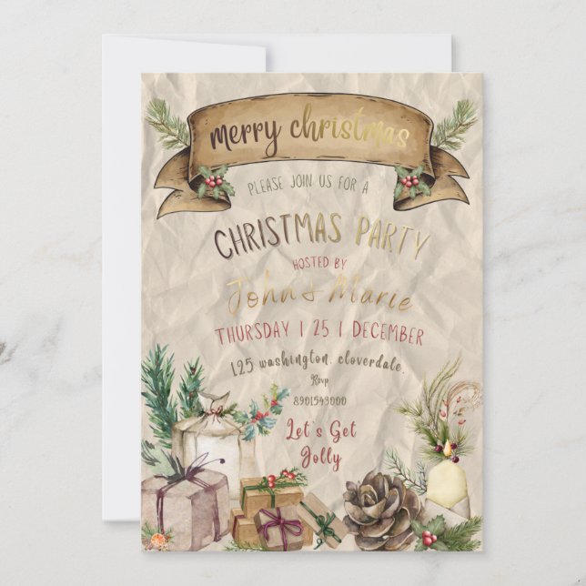 Elegant Christmas Party Invitation (Framsida)