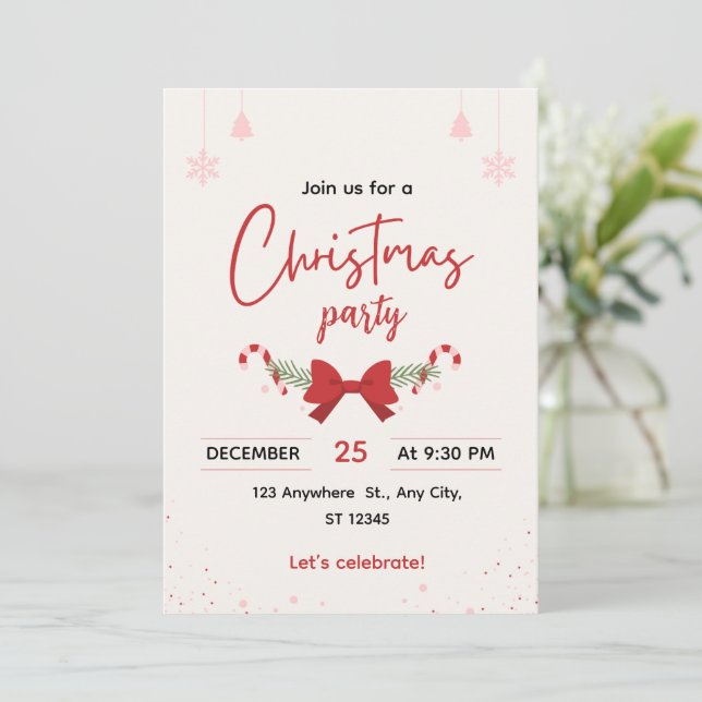 Elegant Christmas Party Invitation Inbjudningar (Stående Fram)