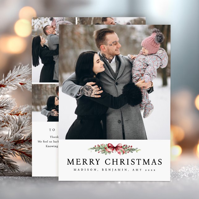 Elegant Christmas Photo Collage Simple  Julkort (Skapare uppladdad)