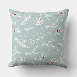 Elegant Christmas Pillow with Pine & Script Kudde