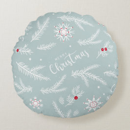Elegant Christmas Pillow with Pine & Script Rund Kudde