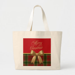 Elegant Christmas Plaid Collection with Gold Bow Jumbo Tygkasse