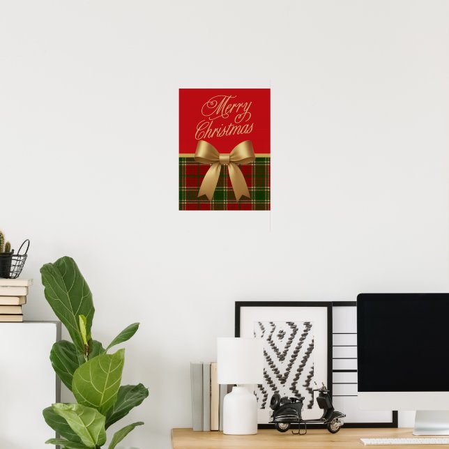 Elegant Christmas Plaid Collection with Gold Bow Poster (Hemmakontoret)