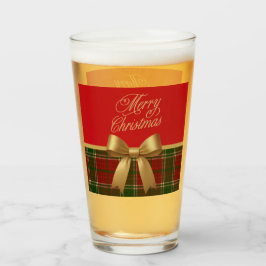 Elegant Christmas Plaid Glass Cup Glaskopp