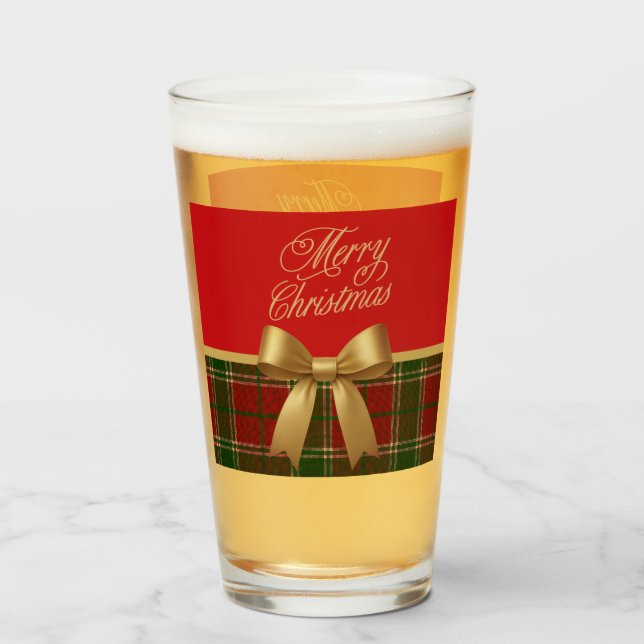 Elegant Christmas Plaid Glass Cup Glaskopp (Framsida fylld)