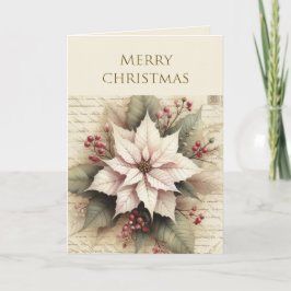 Elegant Christmas Poinsettia Flower Holiday Kort