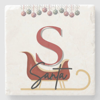 Elegant Christmas Santa Sleigh Marble Coaster Stenunderlägg