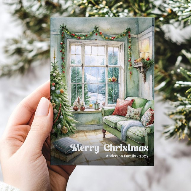 Elegant Christmas scene card traditional holiday   Julkort (Elegant Christmas scene card traditional holiday tag)