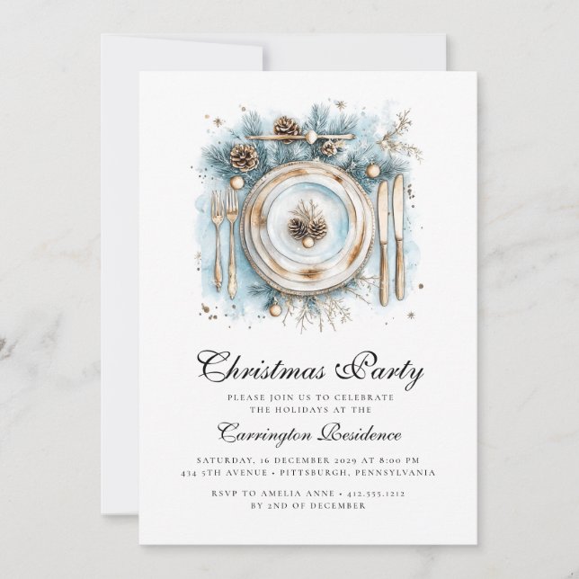 Elegant Christmas Script Dinner/Party Invitation Inbjudningar (Framsida)