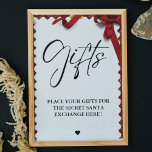 Elegant christmas Secret Santa Gifts Exchange-teck Poster<br><div class="desc">Jultomten Secret Exchange presentd bord-tecken som är både elegant och trendig.Klicka på anpassadet om du vill att det ska passa för evenemanget och ange all information.</div>