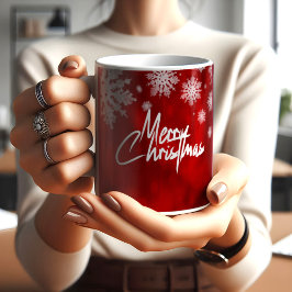 Elegant christmas snö flingar röda COFFEE MUGG
