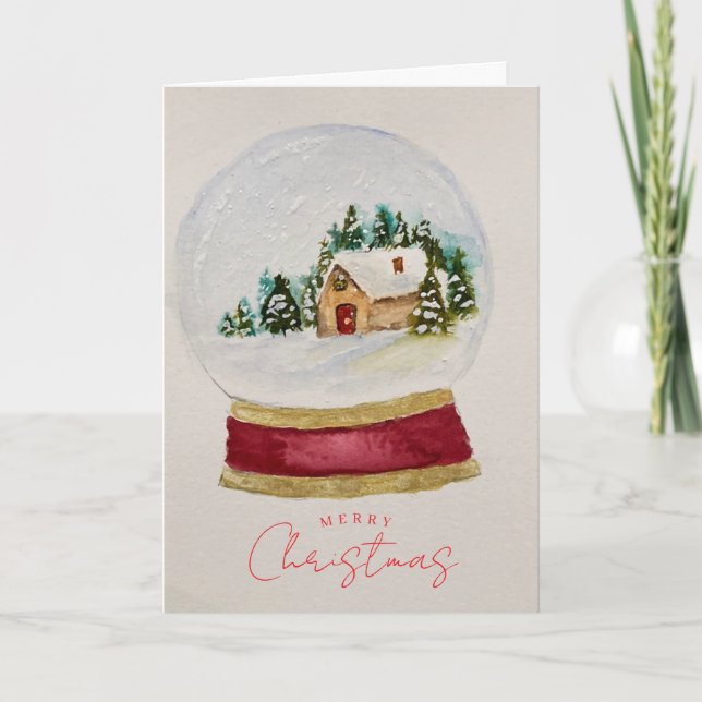 Elegant Christmas Snow Globe Greeting Card Kort (Framsida)