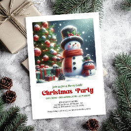 Elegant Christmas snowman invite kids editable Inbjudningar