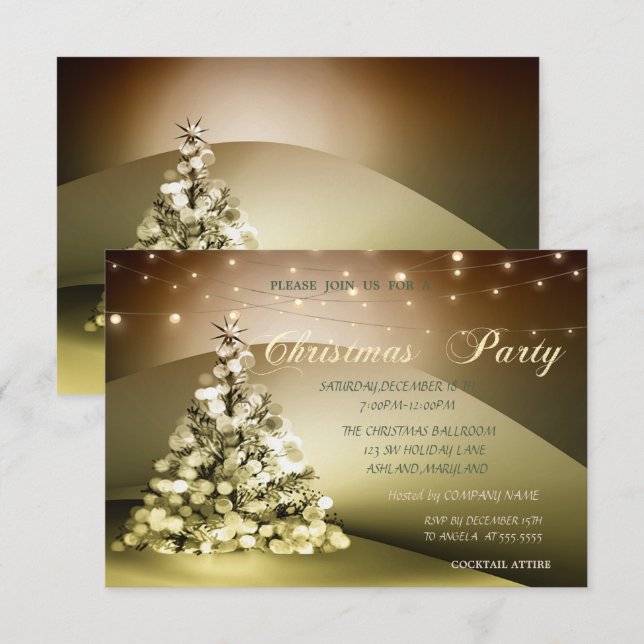 Elegant Christmas Tree Companys julfest Inbjudningar (Fram/baksida)
