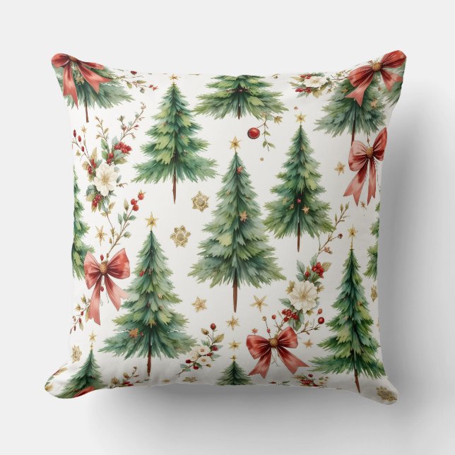 Elegant Christmas Tree Floral Pattern Pillow Kudde (Framsida)
