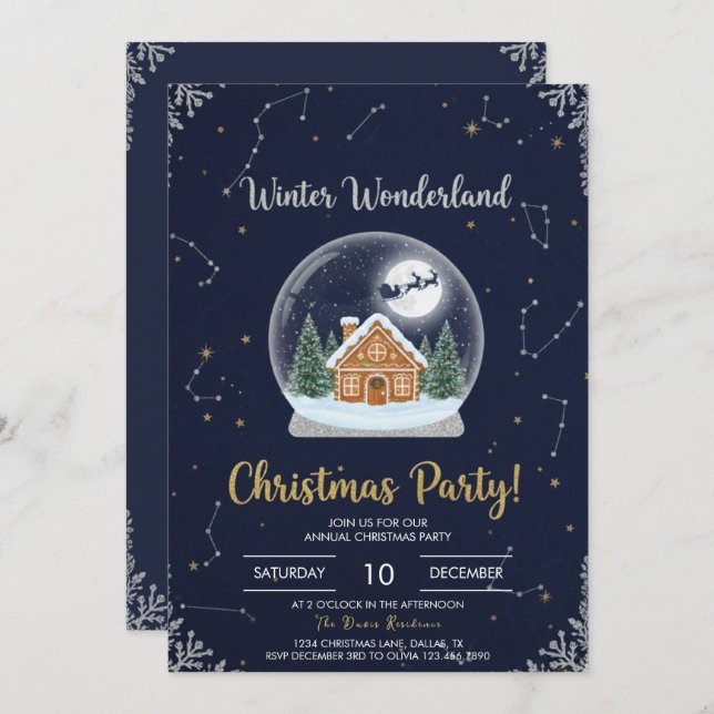 Elegant Christmas Tree Holiday Party Invitation Inbjudningar (Fram/baksida)