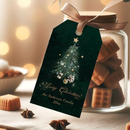 Elegant Christmas Tree Merry Christmas Presentetikett