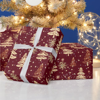 Elegant Christmas Tree Red Holiday Presentpapper