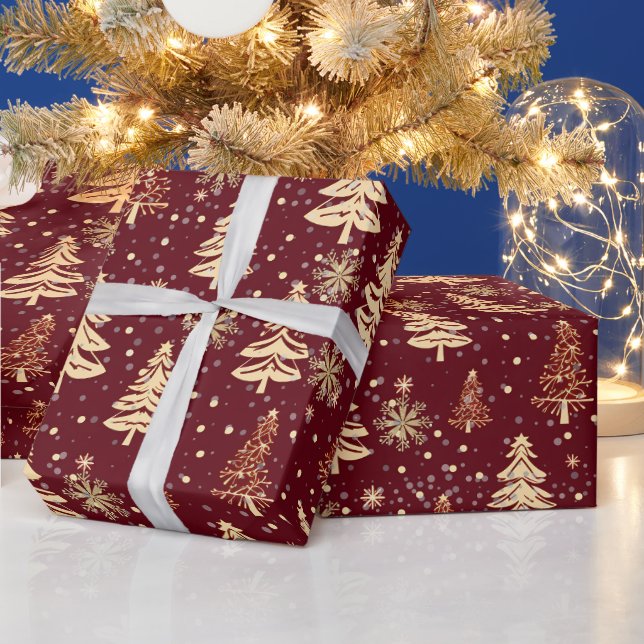 Elegant Christmas Tree Red Holiday Presentpapper (Helgdagar)