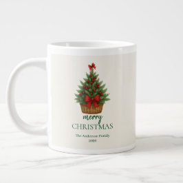 Elegant Christmas Tree – Red Ribbon Jumbo Mugg