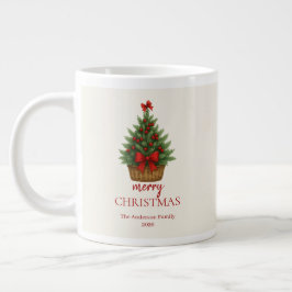 Elegant Christmas Tree – Red Ribbon Jumbo Mugg