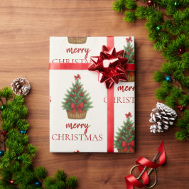 Elegant Christmas Tree – Red Ribbon Presentpapper