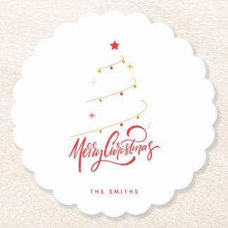 Elegant Christmas Tree Typography Script Underlägg Papper