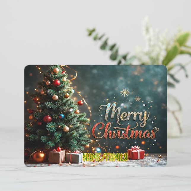 Elegant Christmas Tree with Gifts Julkort (Stående Fram)