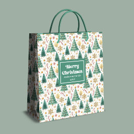 Elegant Christmas trees gift bag red green gold
