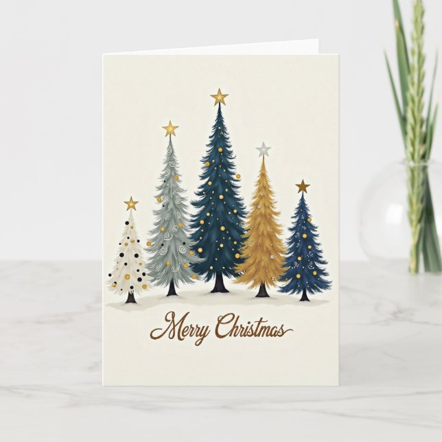 Elegant Christmas Trees Greeting Card Kort (Framsida)