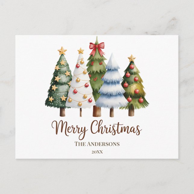 Elegant Christmas Trees Holiday Season Vykort (Framsida)