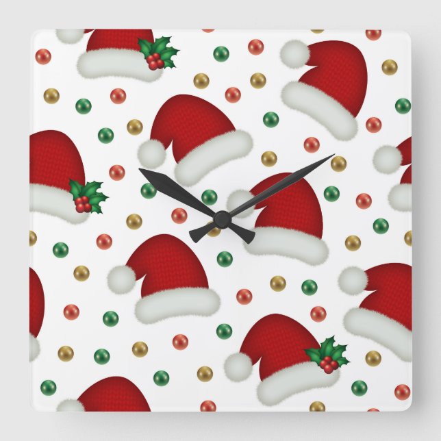 Elegant Christmas Wall Clock – Festive Winter Time Fyrkantig Klocka (Framsida)