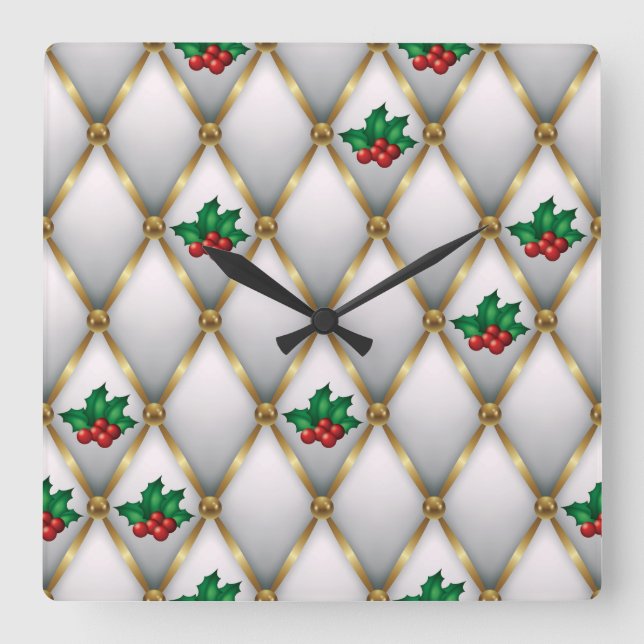 Elegant Christmas Wall Clock – Festive Winter Time Fyrkantig Klocka (Framsida)