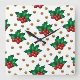 Elegant Christmas Wall Clock – Festive Winter Time Fyrkantig Klocka
