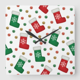 Elegant Christmas Wall Clock – Festive Winter Time Fyrkantig Klocka