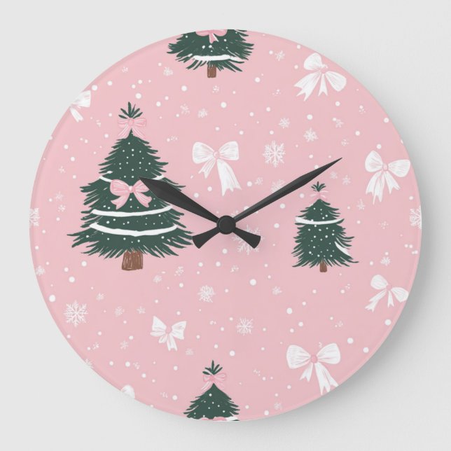 Elegant Christmas Wall Clock – Festive Winter Time Stor Klocka (Framsida)