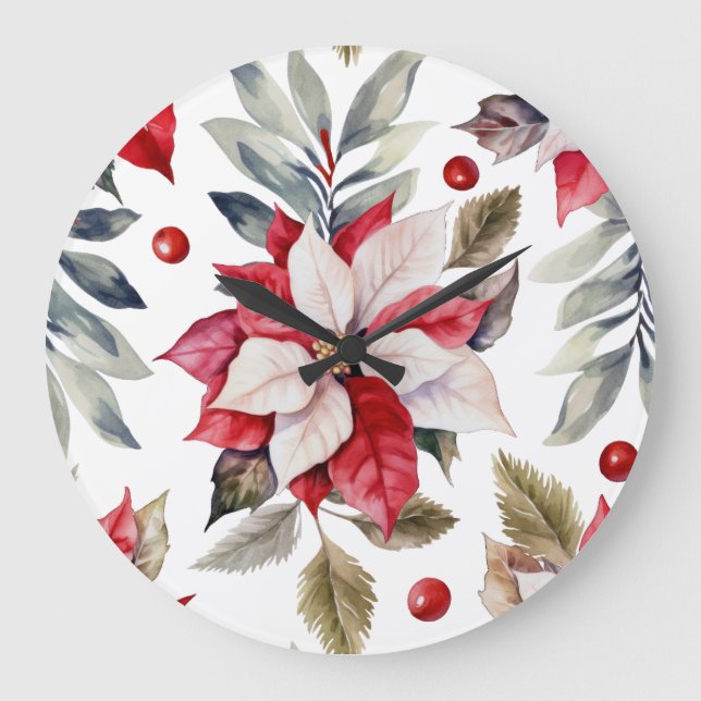 Elegant Christmas Wall Clock – Festive Winter Time Stor Klocka (Framsida)