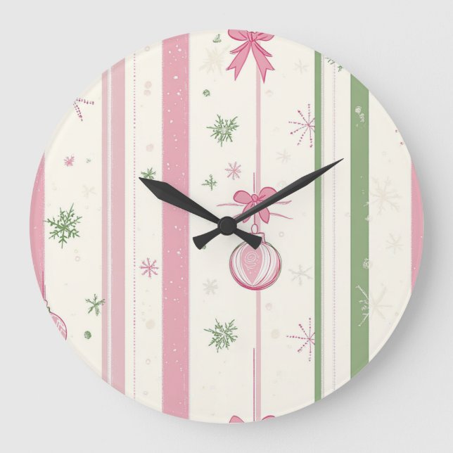 Elegant Christmas Wall Clock – Festive Winter Time Stor Klocka (Framsida)