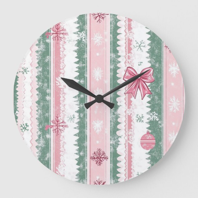 Elegant Christmas Wall Clock – Festive Winter Time Stor Klocka (Framsida)