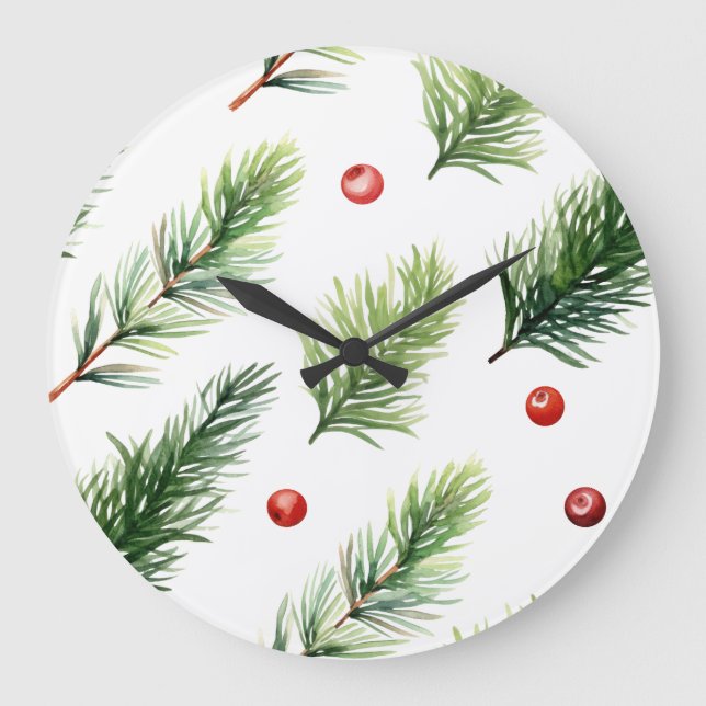 Elegant Christmas Wall Clock – Festive Winter Time Stor Klocka (Framsida)