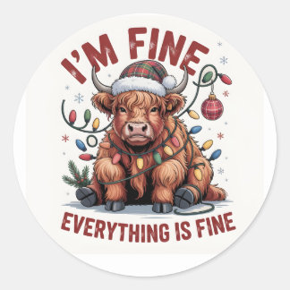 Elegant Christmas Watercolor Botanical Runt Klistermärke