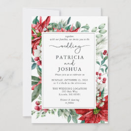 Elegant Christmas Wedding Invitation Poinsettia Inbjudningar