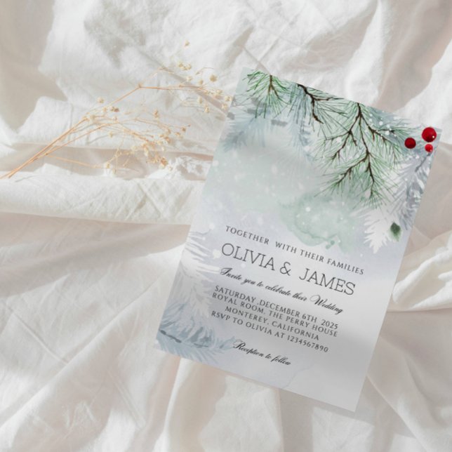Elegant Christmas Wedding-Red &Green Holiday Party Inbjudningar (Skapare uppladdad)