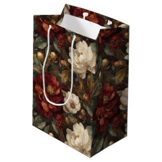 Elegant Christmas Winter Red and Cream Floral