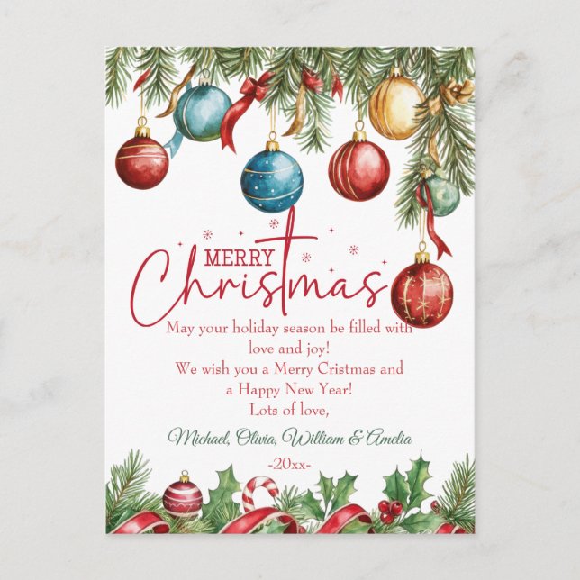 Elegant Christmas Winter Tree Holiday Card Helg Vykort (Framsida)