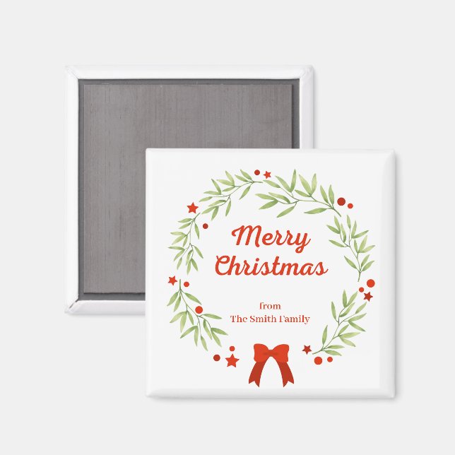 Elegant Christmas wreath and stars Magnet (Front/Back)