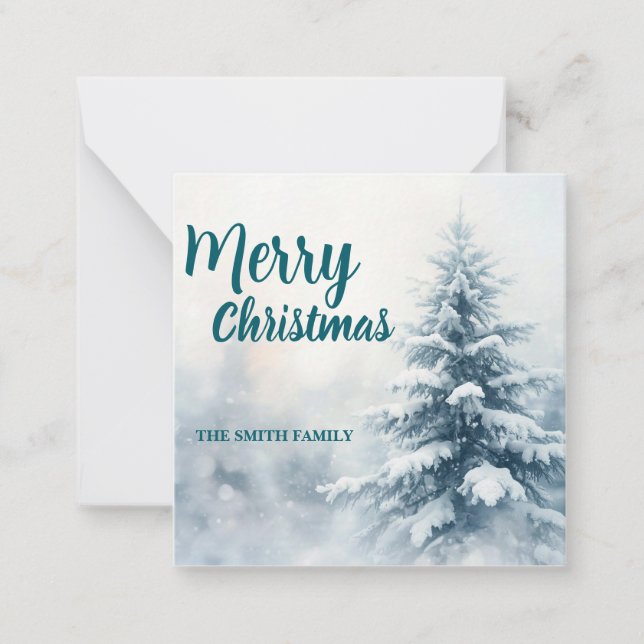 Elegant Christmas Xmas winter pine tree forest Hol Anteckningskort (Framsida)